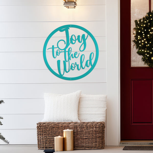 Round Joy To The World Christmas Décor Metal Sign