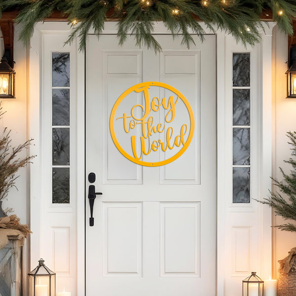 Round Joy To The World Christmas Décor Metal Sign