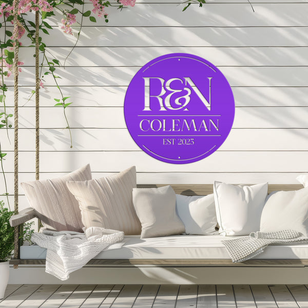 Last name and Initial Sign, Wedding Gift, Anniversary Gift, Outdoor Business Sign