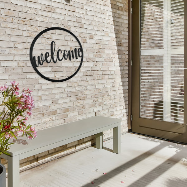 Round Welcome Metal Sign, Welcome Metal Wall Art, Welcome Wall Decor, Welcome Home Decor, Welcome Entryway Decor for the Wall, Welcome Home Decor