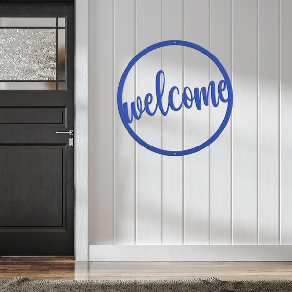 Round Welcome Metal Sign, Welcome Metal Wall Art, Welcome Wall Decor, Welcome Home Decor, Welcome Entryway Decor for the Wall, Welcome Home Decor