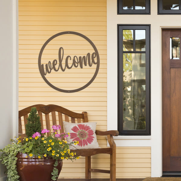 Round Welcome Metal Sign, Welcome Metal Wall Art, Welcome Wall Decor, Welcome Home Decor, Welcome Entryway Decor for the Wall, Welcome Home Decor
