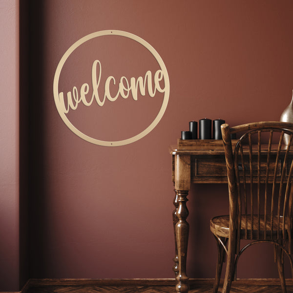 Round Welcome Metal Sign, Welcome Metal Wall Art, Welcome Wall Decor, Welcome Home Decor, Welcome Entryway Decor for the Wall, Welcome Home Decor