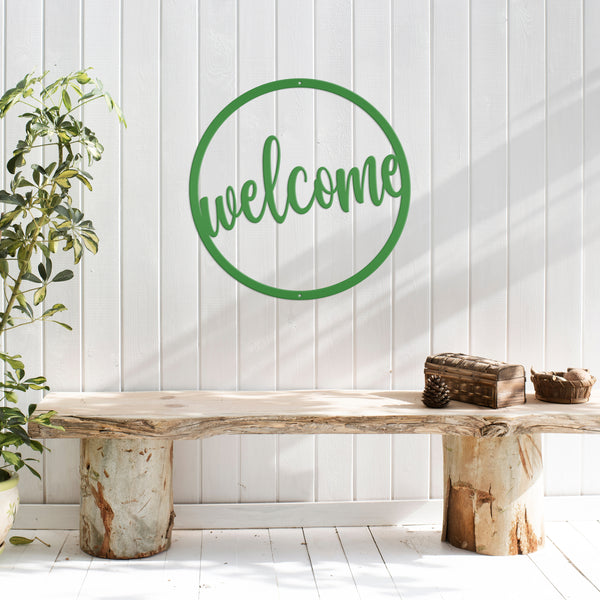 Round Welcome Metal Sign, Welcome Metal Wall Art, Welcome Wall Decor, Welcome Home Decor, Welcome Entryway Decor for the Wall, Welcome Home Decor