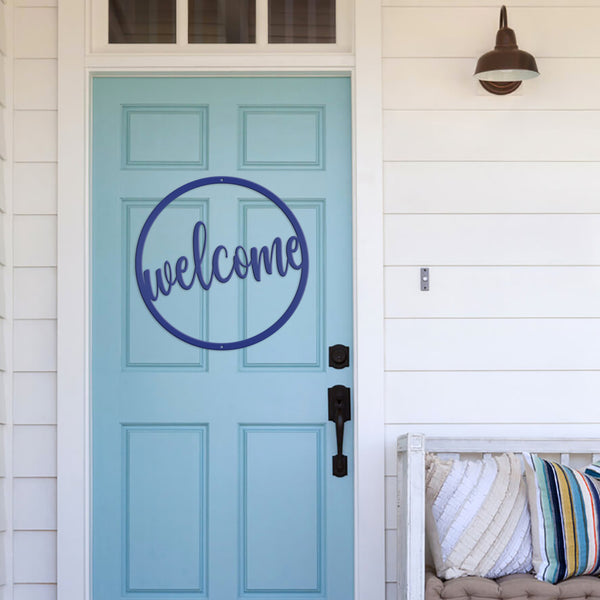Round Welcome Metal Sign, Welcome Metal Wall Art, Welcome Wall Decor, Welcome Home Decor, Welcome Entryway Decor for the Wall, Welcome Home Decor