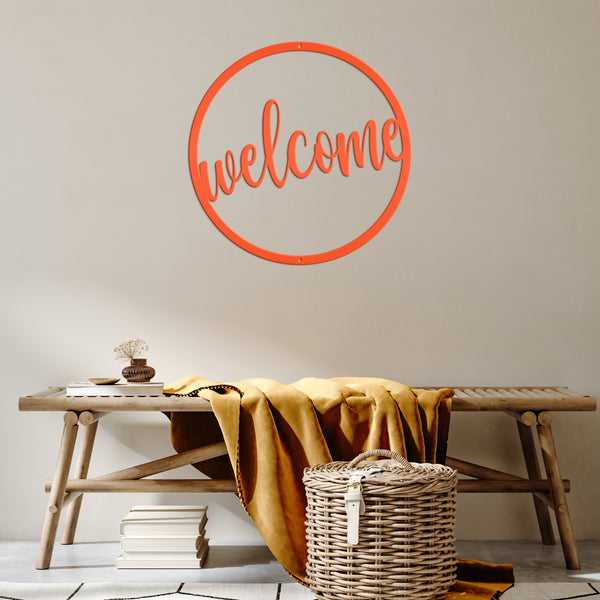 Round Welcome Metal Sign, Welcome Metal Wall Art, Welcome Wall Decor, Welcome Home Decor, Welcome Entryway Decor for the Wall, Welcome Home Decor