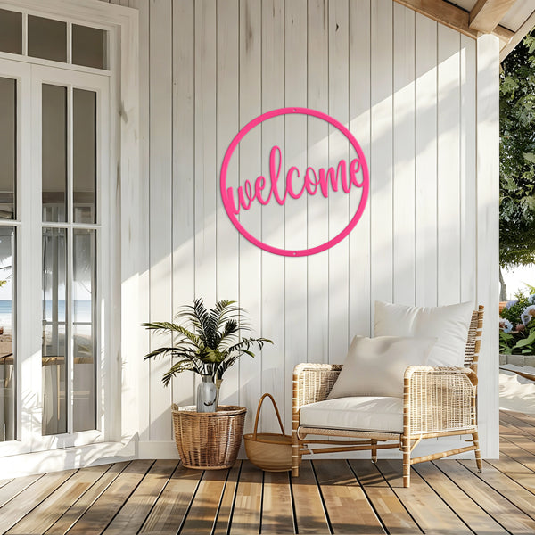 Round Welcome Metal Sign, Welcome Metal Wall Art, Welcome Wall Decor, Welcome Home Decor, Welcome Entryway Decor for the Wall, Welcome Home Decor