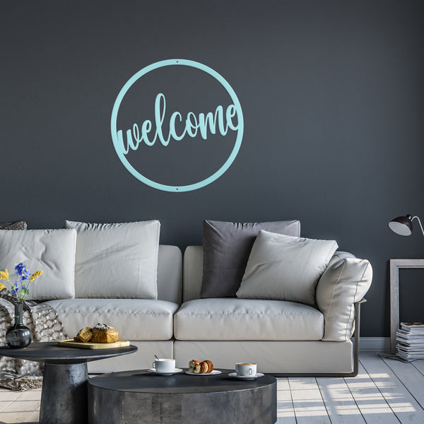 Round Welcome Metal Sign, Welcome Metal Wall Art, Welcome Wall Decor, Welcome Home Decor, Welcome Entryway Decor for the Wall, Welcome Home Decor