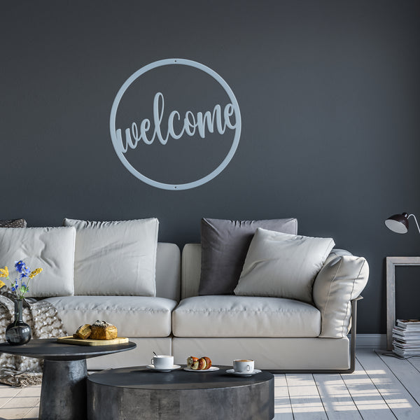 Round Welcome Metal Sign, Welcome Metal Wall Art, Welcome Wall Decor, Welcome Home Decor, Welcome Entryway Decor for the Wall, Welcome Home Decor