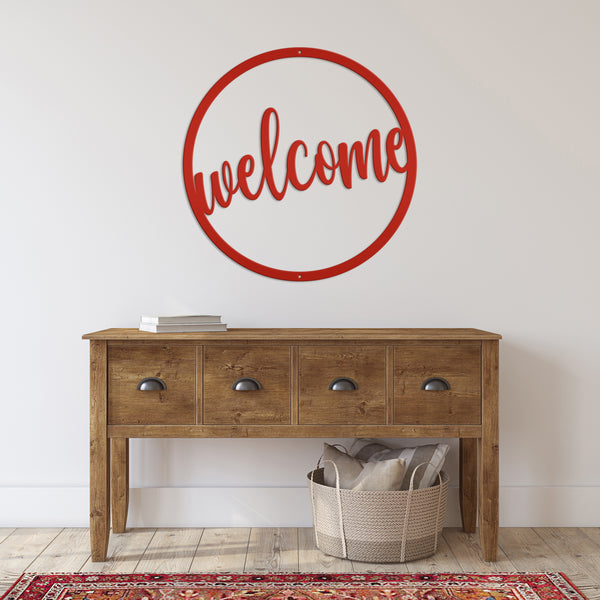 Round Welcome Metal Sign, Welcome Metal Wall Art, Welcome Wall Decor, Welcome Home Decor, Welcome Entryway Decor for the Wall, Welcome Home Decor