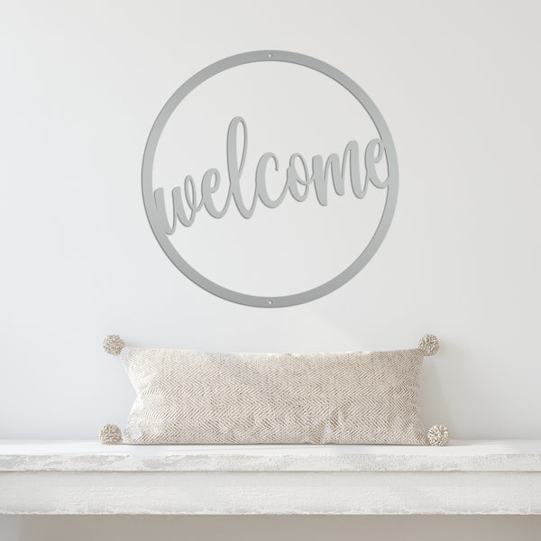 Round Welcome Metal Sign, Welcome Metal Wall Art, Welcome Wall Decor, Welcome Home Decor, Welcome Entryway Decor for the Wall, Welcome Home Decor
