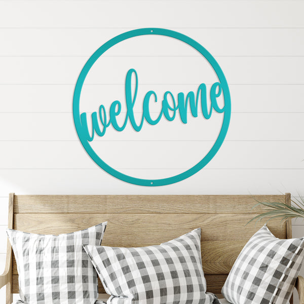 Round Welcome Metal Sign, Welcome Metal Wall Art, Welcome Wall Decor, Welcome Home Decor, Welcome Entryway Decor for the Wall, Welcome Home Decor