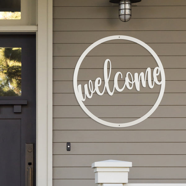 Round Welcome Metal Sign, Welcome Metal Wall Art, Welcome Wall Decor, Welcome Home Decor, Welcome Entryway Decor for the Wall, Welcome Home Decor