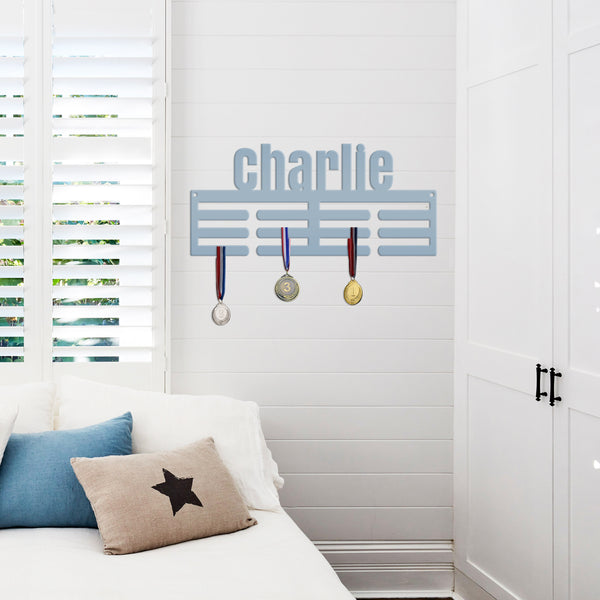 Medal Award Hanging Rack, Custon Sport Metal Ribbon Wall Display, Unique Gift Idea, Personalized Medal Holder, Birthday or Christmas Present