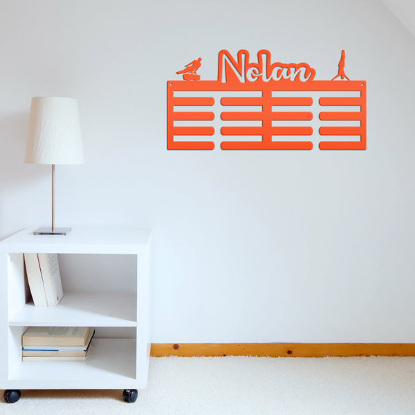 Medal Holder, Custom Name sign For the Gymnast, Personalized Gymnastics Wall Decor, Metal Awards Rack, Special Gift Idea