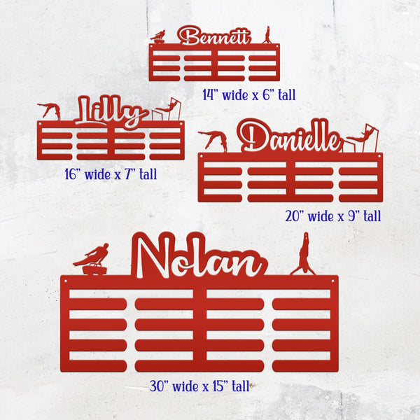 Medal Holder, Custom Name sign For the Gymnast, Personalized Gymnastics Wall Decor, Metal Awards Rack, Special Gift Idea
