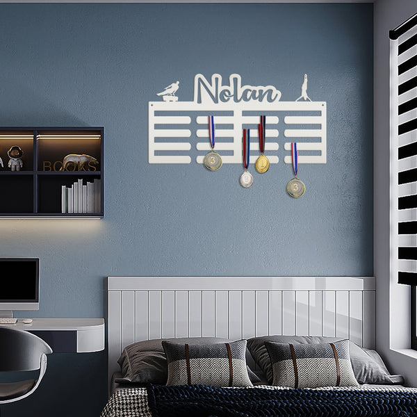 Medal Holder, Custom Name sign For the Gymnast, Personalized Gymnastics Wall Decor, Metal Awards Rack, Special Gift Idea