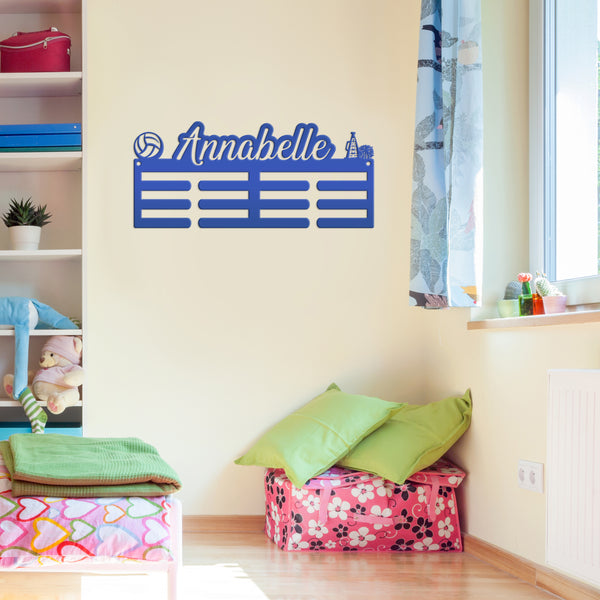 Medal Hanger for 2 Sports - Personalized Name Plate - Wall-Mounted Organizer - Dual Sports Customized Gift - Athletic Children's Home Decor