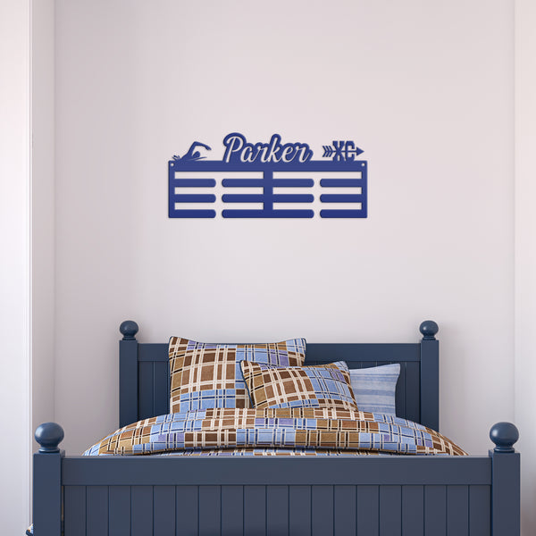 Medal Hanger for 2 Sports - Personalized Name Plate - Wall-Mounted Organizer - Dual Sports Customized Gift - Athletic Children's Home Decor