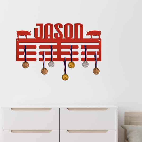 Pig Farming Medal Organizer - Metal Farm Awards Display Rack - Youth Animal Showing Medals Holder - Kids Room Decor - Future Farmer Gift