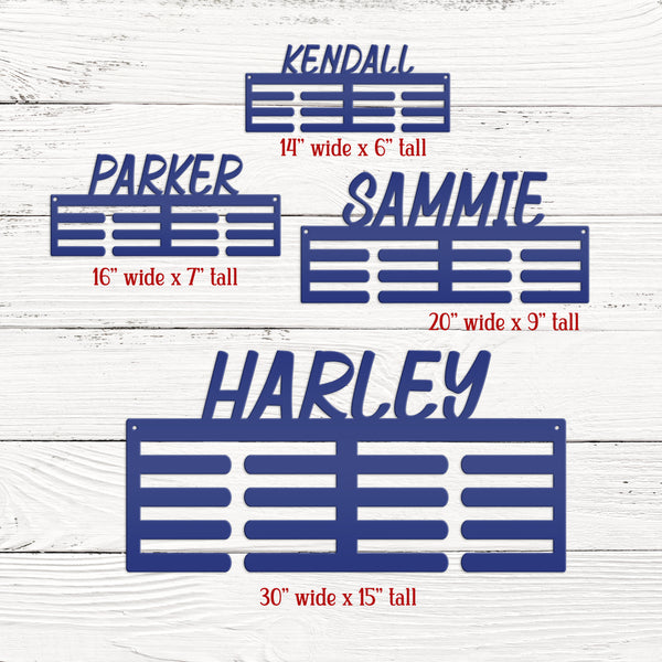 Custom Medals Display Holder - Personalized Sports Awards Rack - Unique Kids Room Decor - Laser Cut Wall Hanging Art - Gift for Senior Night