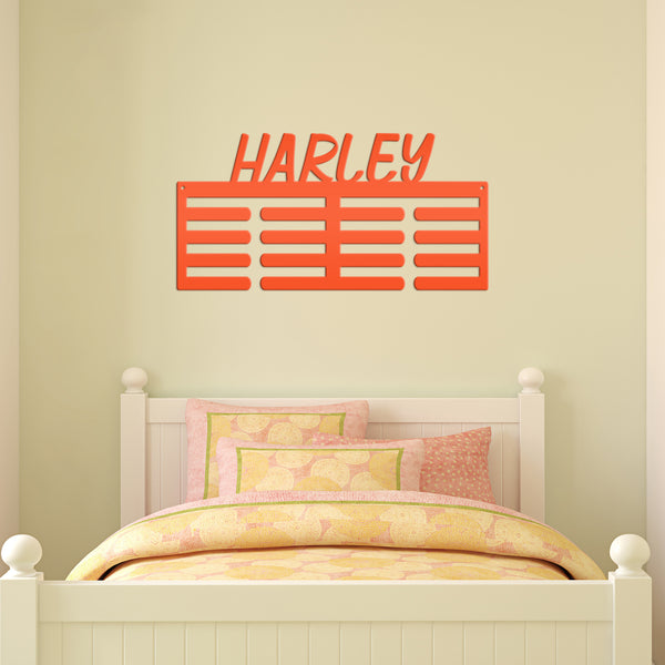 Custom Medals Display Holder - Personalized Sports Awards Rack - Unique Kids Room Decor - Laser Cut Wall Hanging Art - Gift for Senior Night