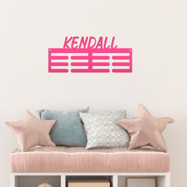 Custom Medals Display Holder - Personalized Sports Awards Rack - Unique Kids Room Decor - Laser Cut Wall Hanging Art - Gift for Senior Night