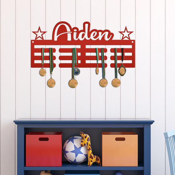 Medal Holder, Custom Name Wall Decor, Personalized Award Display, Boys and Girls Sports Memorabilia, Unique Team Gift Idea