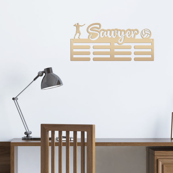 Volleyball Medal Holder, Custom Medal Hanger, Personalized Metal Sports Awards Wall Rack, Ribbon Wall Plaque, Unique Gift for the Athlete