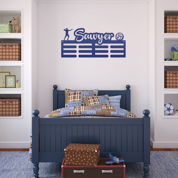 Volleyball Medal Holder, Custom Medal Hanger, Personalized Metal Sports Awards Wall Rack, Ribbon Wall Plaque, Unique Gift for the Athlete