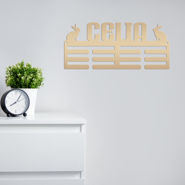 Rabbit Medal Organizer for Awards - Animal Showing Fair Medals Holder - Unique Kids Wall Hanging - Cute Personalized Sign - Future Farm Gift
