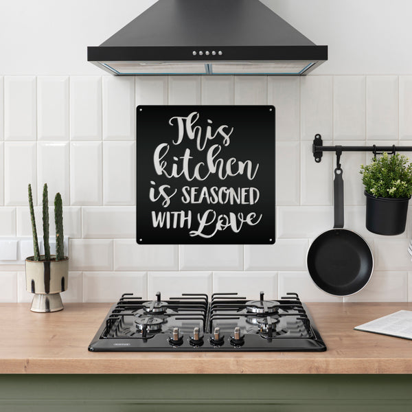 This Kitchen is Seasoned with Love Quote Kitchen Wall Art Decor, Rustic Kitchen Wall Decor, Inspirational Kitchen Wall Sign