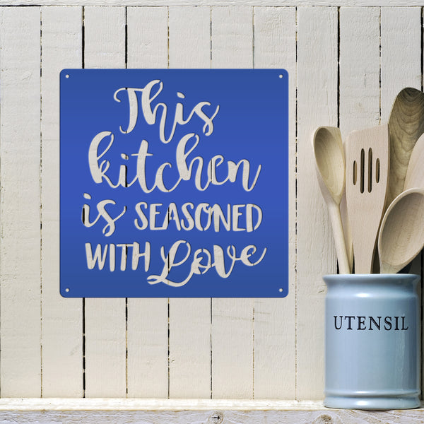 This Kitchen is Seasoned with Love Quote Kitchen Wall Art Decor, Rustic Kitchen Wall Decor, Inspirational Kitchen Wall Sign