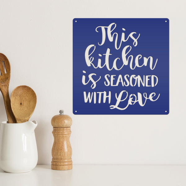 This Kitchen is Seasoned with Love Quote Kitchen Wall Art Decor, Rustic Kitchen Wall Decor, Inspirational Kitchen Wall Sign