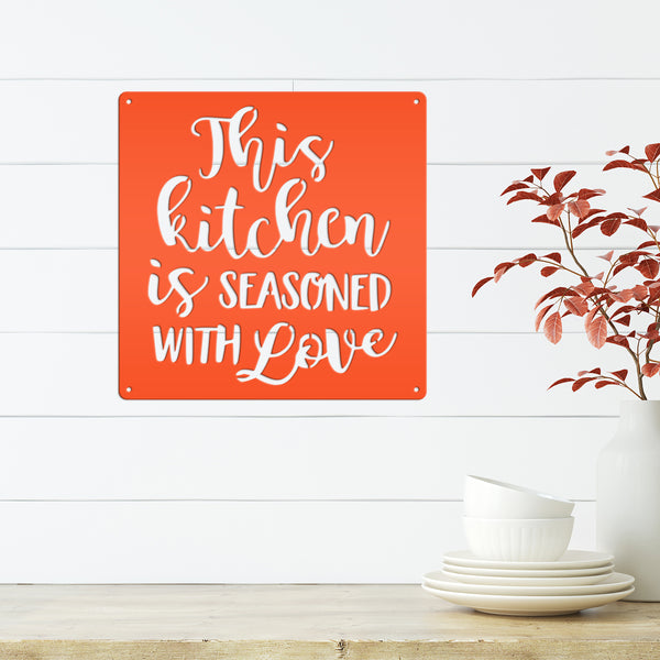 This Kitchen is Seasoned with Love Quote Kitchen Wall Art Decor, Rustic Kitchen Wall Decor, Inspirational Kitchen Wall Sign