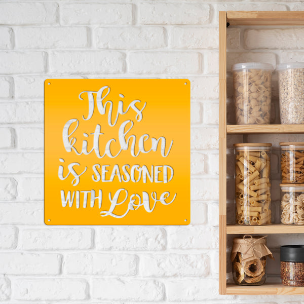 This Kitchen is Seasoned with Love Quote Kitchen Wall Art Decor, Rustic Kitchen Wall Decor, Inspirational Kitchen Wall Sign