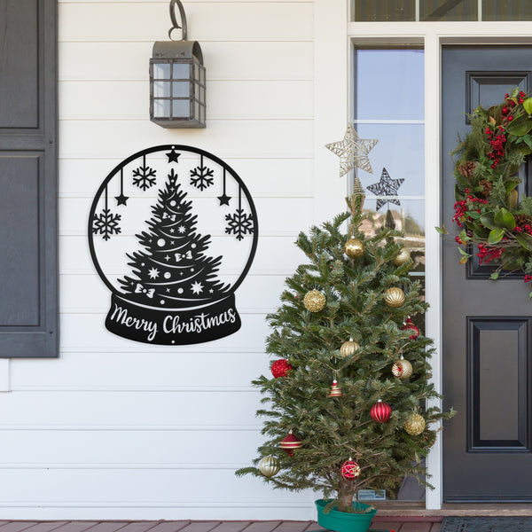 Christmas Globe Sign, Metal Holiday Sign-Christmas Holiday Decor-Outdoor-Indoor Christmas Decor