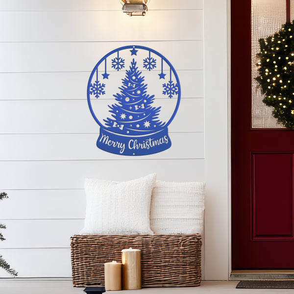 Christmas Globe Sign, Metal Holiday Sign-Christmas Holiday Decor-Outdoor-Indoor Christmas Decor