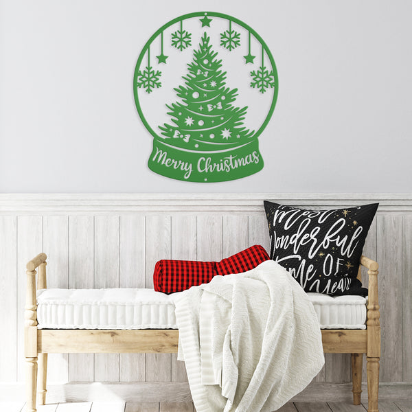 Christmas Globe Sign, Metal Holiday Sign-Christmas Holiday Decor-Outdoor-Indoor Christmas Decor