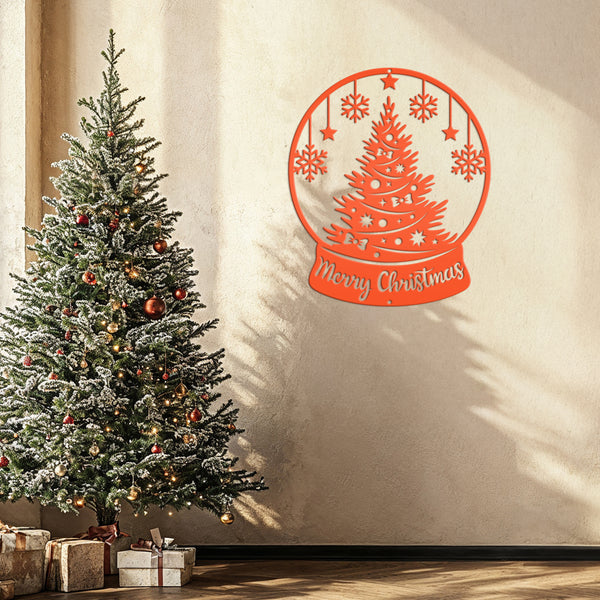 Christmas Globe Sign, Metal Holiday Sign-Christmas Holiday Decor-Outdoor-Indoor Christmas Decor
