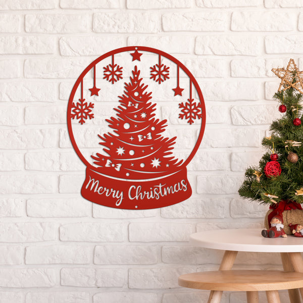 Christmas Globe Sign, Metal Holiday Sign-Christmas Holiday Decor-Outdoor-Indoor Christmas Decor