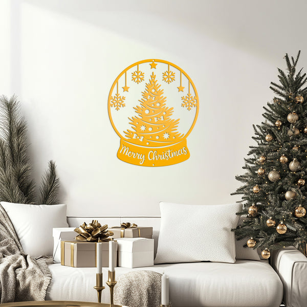 Christmas Globe Sign, Metal Holiday Sign-Christmas Holiday Decor-Outdoor-Indoor Christmas Decor