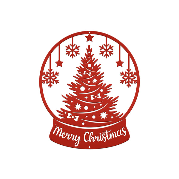 Christmas Globe Sign, Metal Holiday Sign