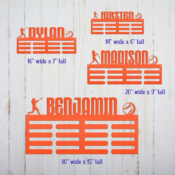 Personalized Baseball/Softball Medals Holder - Senior Gift-Metal Holder for Medals-Kids Bedroom Decor-Medal Holder-Ribbons-Pesonalized Medal Display for Bedroom-Custom Medal Holder for Awards-Medal Hanger-Sports Bedroom Decor