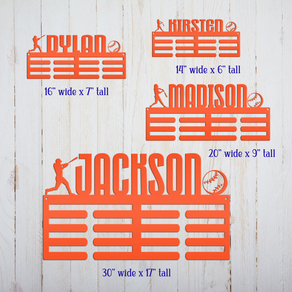 Personalized Baseball/Softball Medals Holder - Senior Gift-Metal Holder for Medals-Kids Bedroom Decor-Medal Holder-Ribbons-Pesonalized Medal Display for Bedroom-Custom Medal Holder for Awards-Medal Hanger-Sports Bedroom Decor