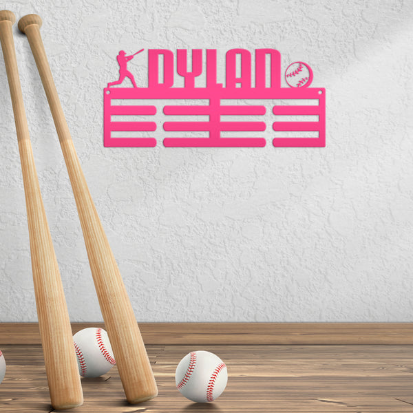 Personalized Baseball/Softball Medals Holder - Senior Gift-Metal Holder for Medals-Kids Bedroom Decor-Medal Holder-Ribbons-Pesonalized Medal Display for Bedroom-Custom Medal Holder for Awards-Medal Hanger-Sports Bedroom Decor