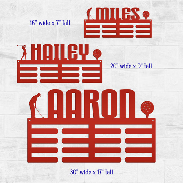 Personalized Golf Medals Holder - Senior Gift-Metal Holder for Medals-Kids Bedroom Decor-Medal Holder-Ribbons-Pesonalized Medal Display for Bedroom-Custom Medal Holder for Awards-Medal Hanger-Sports Bedroom Decor
