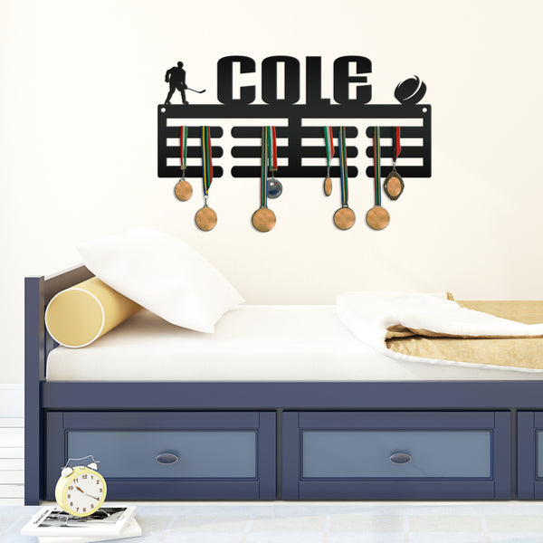 Personalized Hockey Medals Holder-Kids Bedroom Decor-Personalized Medal Display for Bedroom-Medal Hanger-Sports Bedroom Decor