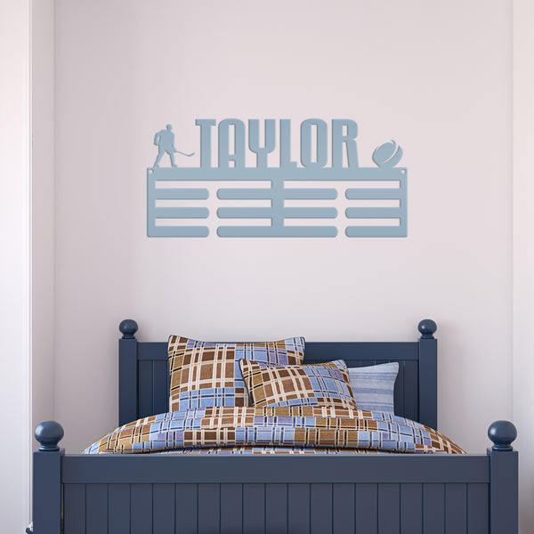 Personalized Hockey Medals Holder-Kids Bedroom Decor-Personalized Medal Display for Bedroom-Medal Hanger-Sports Bedroom Decor
