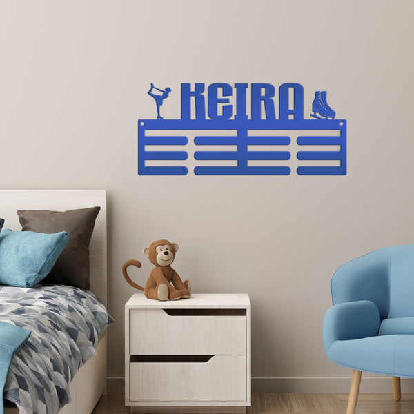 Personalized Ice Skating Medals Holder-Medal Holder-Christmas Gift-Bedroom Decor-Room Organization-